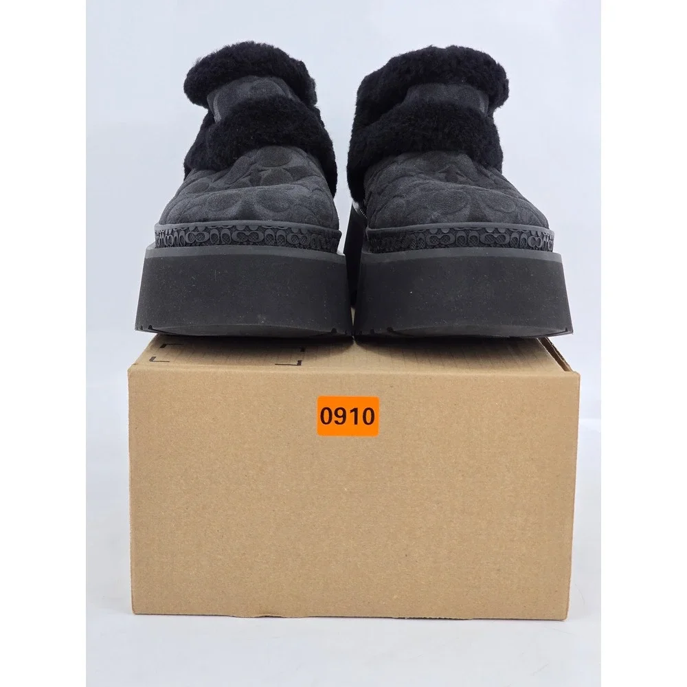 Coach Kellie Platform Bootie Womens Size 8 Black Signature Shearling - Excellent